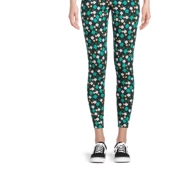 🆕 NoBo No Boundaries St Patrick’s Day “All Over Shamrock” Ankle Leggings - Picture 4 of 7